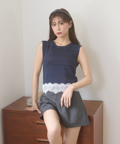 Ambre Neige（アンブルネージュ）の「lace glitter knit ensemble / レースラメニットアンサンブル（カーディガン/ボレロ・レディース・チャコールグレー/ネイビー/ボルドー・FREE）」の11枚目の写真