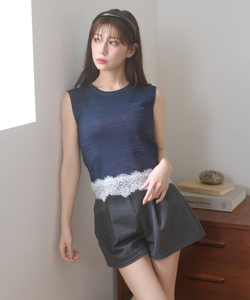 Ambre Neige（アンブルネージュ）の「lace glitter knit ensemble / レースラメニットアンサンブル（カーディガン/ボレロ・レディース・チャコールグレー/ネイビー/ボルドー・FREE）」の12枚目の写真