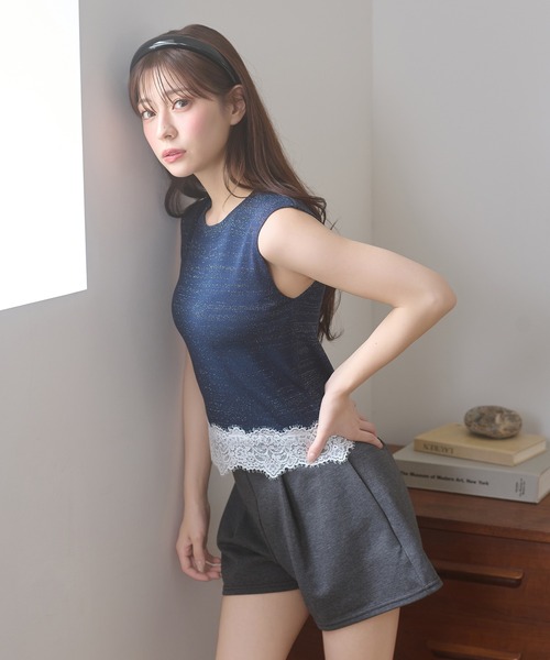 Ambre Neige（アンブルネージュ）の「lace glitter knit ensemble / レースラメニットアンサンブル（カーディガン/ボレロ・レディース・チャコールグレー/ネイビー/ボルドー・FREE）」の13枚目の写真