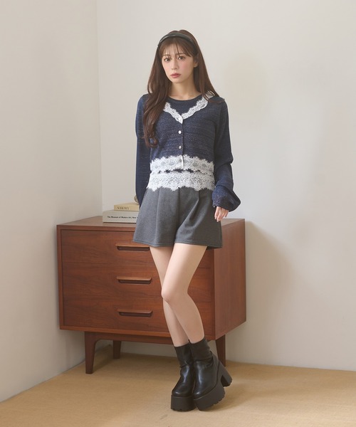 Ambre Neige（アンブルネージュ）の「lace glitter knit ensemble / レースラメニットアンサンブル（カーディガン/ボレロ・レディース・チャコールグレー/ネイビー/ボルドー・FREE）」の21枚目の写真