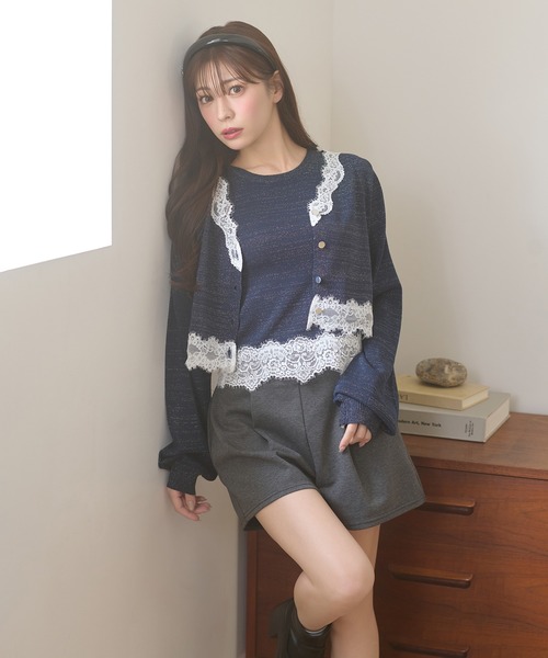 Ambre Neige（アンブルネージュ）の「lace glitter knit ensemble / レースラメニットアンサンブル（カーディガン/ボレロ・レディース・チャコールグレー/ネイビー/ボルドー・FREE）」の17枚目の写真