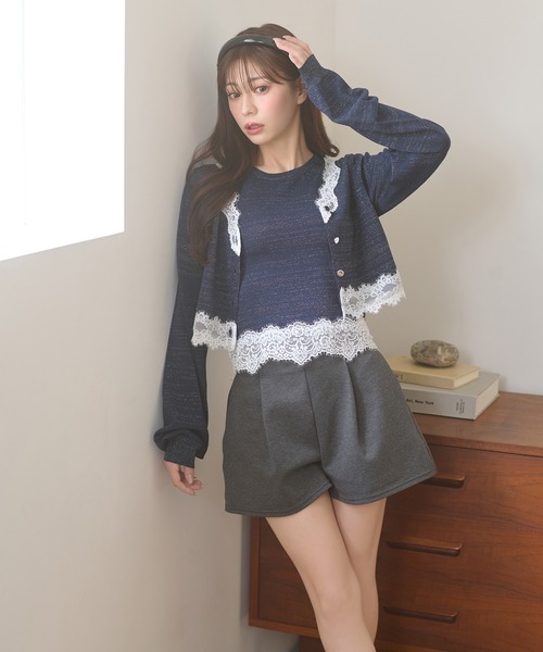 Ambre Neige（アンブルネージュ）の「lace glitter knit ensemble / レースラメニットアンサンブル（カーディガン/ボレロ・レディース・チャコールグレー/ネイビー/ボルドー・FREE）」の18枚目の写真
