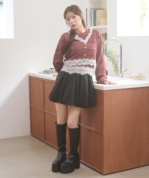 Ambre Neige（アンブルネージュ）の「lace glitter knit ensemble / レースラメニットアンサンブル（カーディガン/ボレロ・レディース・チャコールグレー/ネイビー/ボルドー・FREE）」の10枚目の写真