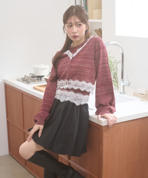 Ambre Neige（アンブルネージュ）の「lace glitter knit ensemble / レースラメニットアンサンブル（カーディガン/ボレロ・レディース・チャコールグレー/ネイビー/ボルドー・FREE）」の15枚目の写真