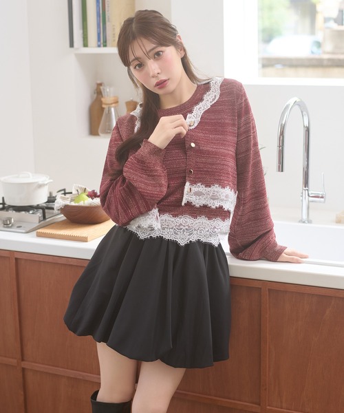 Ambre Neige（アンブルネージュ）の「lace glitter knit ensemble / レースラメニットアンサンブル（カーディガン/ボレロ・レディース・チャコールグレー/ネイビー/ボルドー・FREE）」の7枚目の写真