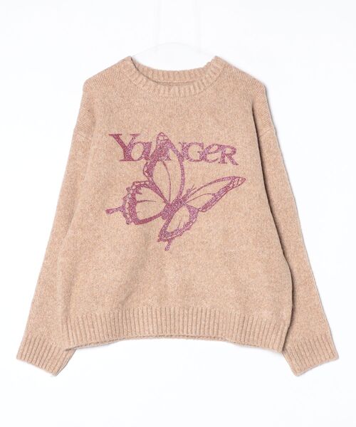 younger song（ヤンガーソング）の「Front butterfly lame knit（ニット/セーター・メンズ・PINK/ブルー/Beige/Black・MEDIUM/LARGE）」の2枚目の写真