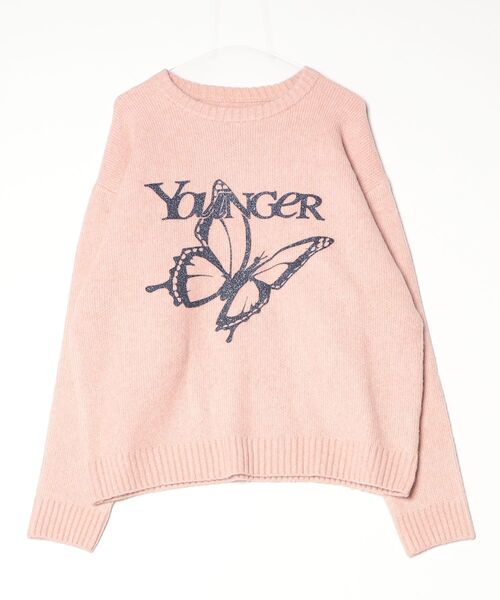 younger song（ヤンガーソング）の「Front butterfly lame knit（ニット/セーター・メンズ・PINK/ブルー/Beige/Black・MEDIUM/LARGE）」の4枚目の写真