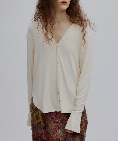 Ameri（アメリ）の「RELAX CUT TOP WITH 2WAY BARE TOP（Tシャツ/カットソー・レディース・アイボリー/スミクロ/ライトブルー・FREE）」の21枚目の写真
