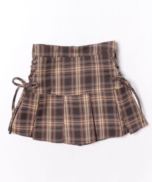 continuer de NICE CLAUP（コンティニューデナイスクラップ）の「サイドレースＵＰプリーツミニＳＫ（スカート・レディース・ブラウン系その他/ブラック系その他・SMALL/MEDIUM）」の2枚目の写真