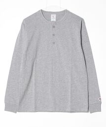 【JEMORGANJEMORGAN/ジェーイーモーガン】 16/-OE天竺 ヘンリーネック ロングスリーブTシャツ / ワンポイントワッペン
