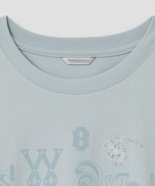 TYPESERVICE（タイプサービス）の「ジェムホットフィックスボタン付きトップス [ブルー]（Tシャツ/カットソー・レディース・その他・FREE）」の4枚目の写真