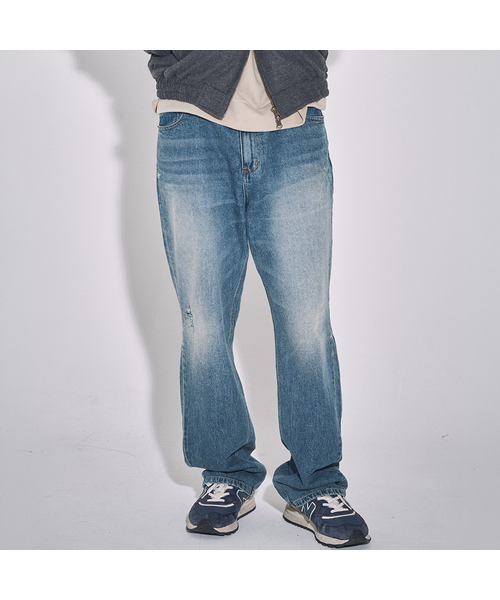 TY(ティワイ)の「ウォッシュドパネルフレアジーンズ、ブルー(デニムパンツ・メンズ・ブルー・MEDIUM/LARGE/X-LARGE)」の1枚目の写真