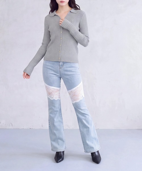 ASTORIA ODIER(アストリアオディール)の「刺しゅうポロ襟リブニット(長袖/伸縮/オフィス/休日)(ニット/セーター・レディース・ベージュ/ワイン/ライトグレー/ネイビー・MEDIUM)」の15枚目の写真