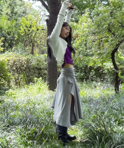 【クラウン】スカート裾除け　2枚 Osl Drape Wrap Skirt_Grey（スカート）｜FDR（エフディーアール）の