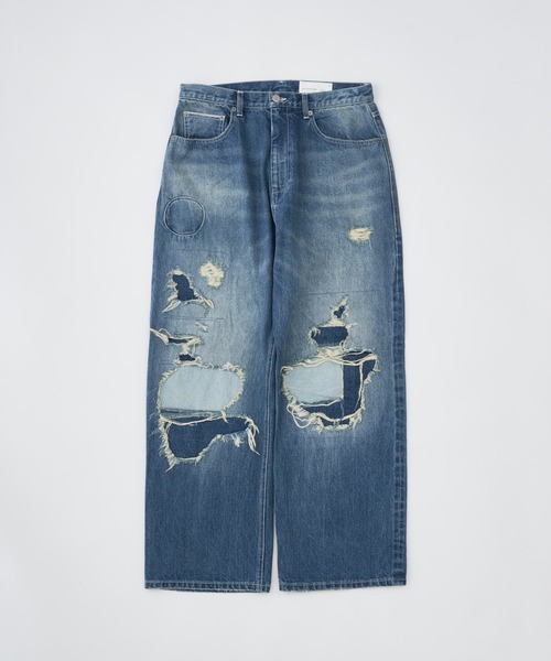 ADAM PATEK（アダムパテック）の「ADAMPATEK/repaired trace selvedge washed denim/ヴィンテージリメイクデニム（デニムパンツ・メンズ・ホワイト/ブルー・2/3/1）」の5枚目の写真