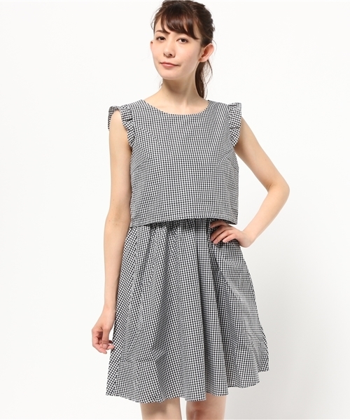 earth music&ecology(アースミュージックアンドエコロジー)の「【2016Summer】ドッキングワンピース(ワンピース・レディース・サックスブルー/ストライプ/チェック・SMALL/MEDIUM)」の3枚目の写真