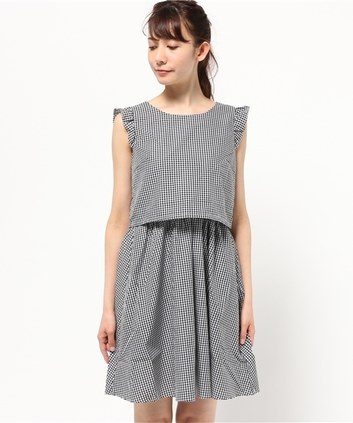 earth music&ecology(アースミュージックアンドエコロジー)の「【2016Summer】ドッキングワンピース(ワンピース・レディース・サックスブルー/ストライプ/チェック・SMALL/MEDIUM)」の4枚目の写真