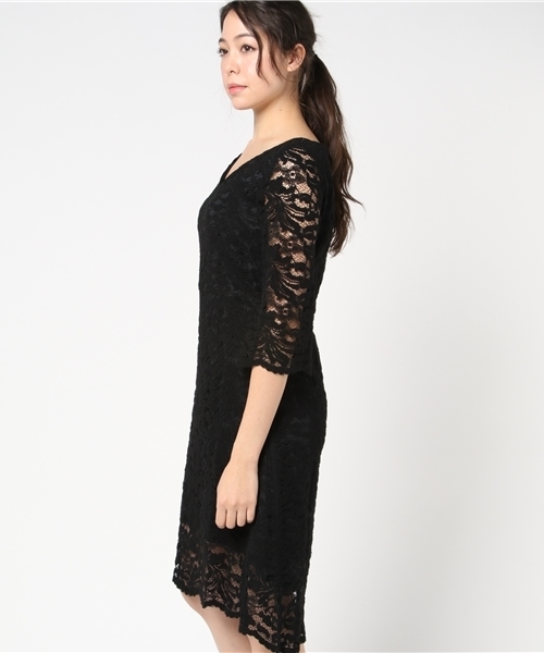 FIGARO Paris（フィガロパリ）の「リーフ起毛レースワンピース◆（ワンピース・レディース・ブラック・36/38）」の10枚目の写真