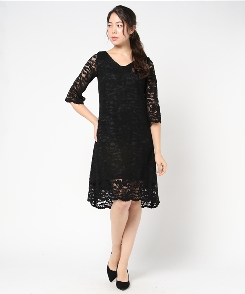 FIGARO Paris（フィガロパリ）の「リーフ起毛レースワンピース◆（ワンピース・レディース・ブラック・36/38）」の8枚目の写真