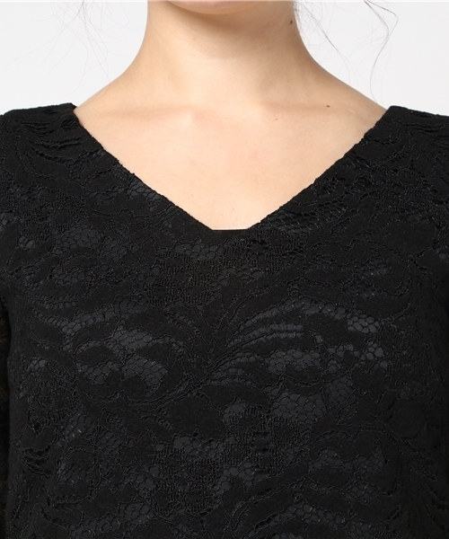 FIGARO Paris（フィガロパリ）の「リーフ起毛レースワンピース◆（ワンピース・レディース・ブラック・36/38）」の7枚目の写真