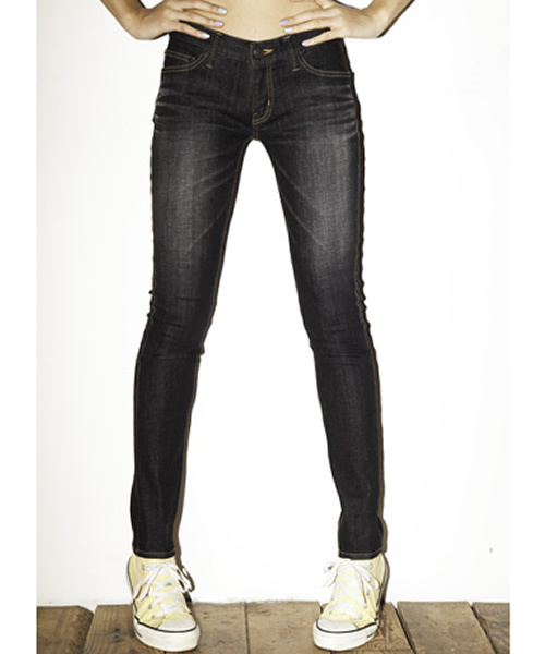 X-girl（エックスガール）の「JOHNNY JEAN（デニムパンツ・レディース・ブラック/インディゴブルー・24inch/25inch/26inch/27inch）」の2枚目の写真