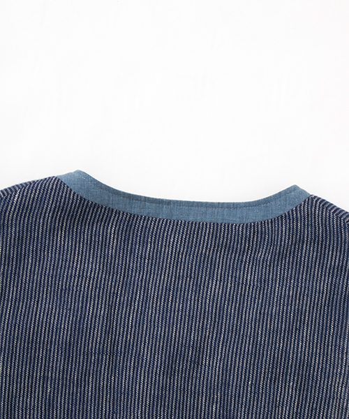 WORK NOT WORK URBAN RESEARCH（ワークノットワークアーバンリサーチ）の「WORK NOT WORK　ストライプリネンノーカラーベスト（ベスト・メンズ・ナチュラル/ブルー・LARGE/MEDIUM/SMALL）」の13枚目の写真