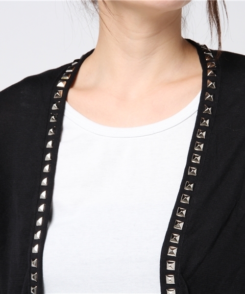 HYSTERIC GLAMOUR（ヒステリックグラマー）の「スタッズ付カーディガン（カーディガン/ボレロ・レディース・ブラック/チャコールグレー/トップグレー・FREE）」の6枚目の写真