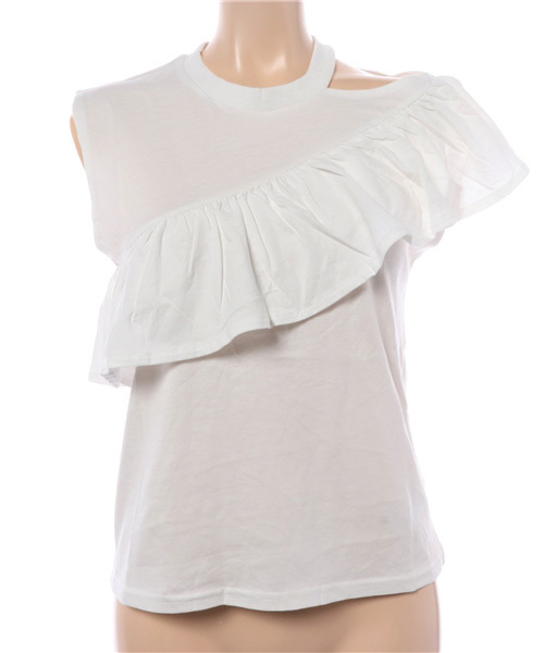 SLY（スライ）の「アシンメトリー FRILL CUT TOPS（タンクトップ・レディース・ブラック/ホワイト/ワインレッド・FREE）」の7枚目の写真