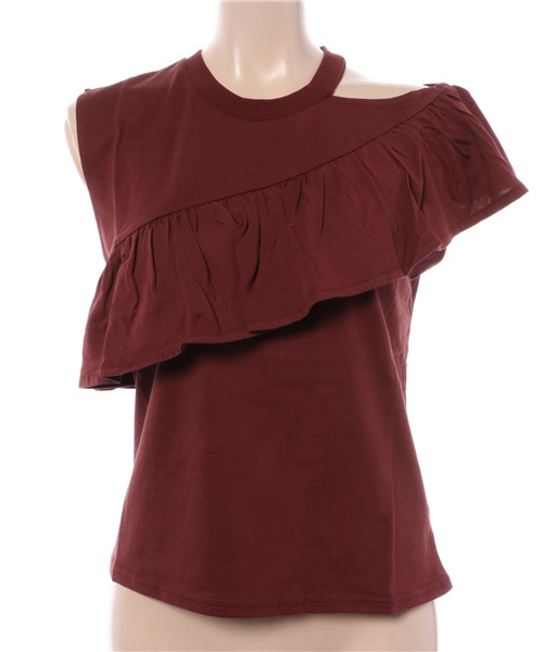 SLY（スライ）の「アシンメトリー FRILL CUT TOPS（タンクトップ・レディース・ブラック/ホワイト/ワインレッド・FREE）」の3枚目の写真