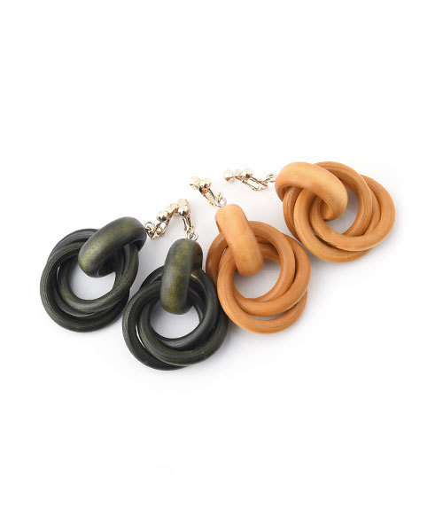marjour（マージュール）の「INFINITY WOOD PIERCE(EARRING)（ピアス（両耳用）・レディース・カーキ/マスタード/イエロー系その他/グリーン系その他・ﾌﾘ-）」の10枚目の写真