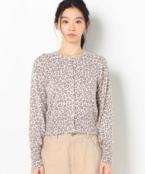 Another Edition（アナザーエディション）の「レオパードクルーネックカーディガン ◆（カーディガン/ボレロ・レディース・ベージュ/ライトピンク・FREE）」の4枚目の写真