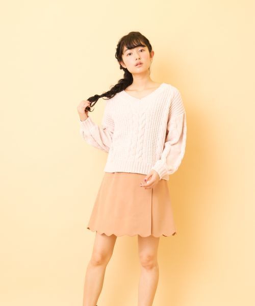 OLIVE des OLIVE(オリーブデオリーブ)の「ベロアモールプルオーバー(ニット/セーター・レディース・オフホワイト/ピンク/グリーン/ラベンダー・FREE)」の5枚目の写真