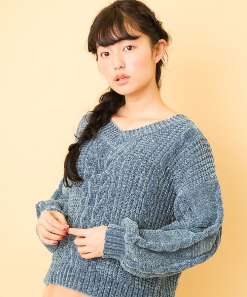 OLIVE des OLIVE(オリーブデオリーブ)の「ベロアモールプルオーバー(ニット/セーター・レディース・オフホワイト/ピンク/グリーン/ラベンダー・FREE)」の12枚目の写真