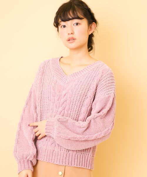 OLIVE des OLIVE(オリーブデオリーブ)の「ベロアモールプルオーバー(ニット/セーター・レディース・オフホワイト/ピンク/グリーン/ラベンダー・FREE)」の21枚目の写真