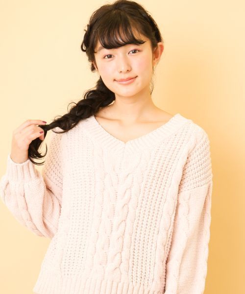 OLIVE des OLIVE(オリーブデオリーブ)の「ベロアモールプルオーバー(ニット/セーター・レディース・オフホワイト/ピンク/グリーン/ラベンダー・FREE)」の20枚目の写真