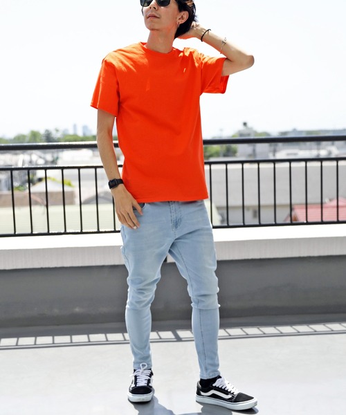 Champion（チャンピオン）の「【Champion】無地半袖Tシャツ コットン Authentic T-SHIRTS（Tシャツ/カットソー・メンズ・ホワイト/ブラック/グレー/ネイビー/チャコールグレー/ロイヤルブルー/レッド/ダークグリーン/オレンジ/ワイン/パープル・LARGE/MEDIUM/SMALL）」の15枚目の写真