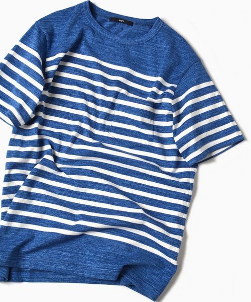 SHIPS(シップス)の「SC: MADE IN JAPAN スペック染め/ボーダー ポケット Tシャツ□(Tシャツ/カットソー・メンズ・ホワイト/ライトブルー/ネイビー/グリーン・LARGE/MEDIUM/SMALL/X-LARGE)」の3枚目の写真