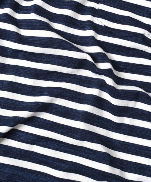 SHIPS(シップス)の「SC: MADE IN JAPAN スペック染め/ボーダー ポケット Tシャツ□(Tシャツ/カットソー・メンズ・ホワイト/ライトブルー/ネイビー/グリーン・LARGE/MEDIUM/SMALL/X-LARGE)」の5枚目の写真