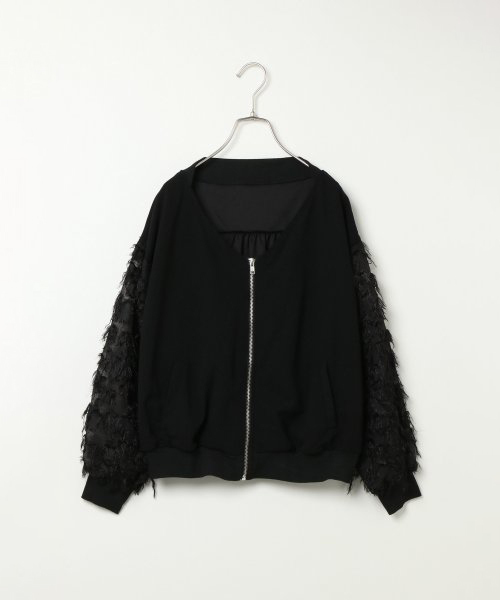 VENCEEXCHANGE(ヴァンスエクスチェンジ)の「袖フリンジカットブルゾン (ブルゾン・レディース・ホワイト/ブラック・M)」の1枚目の写真