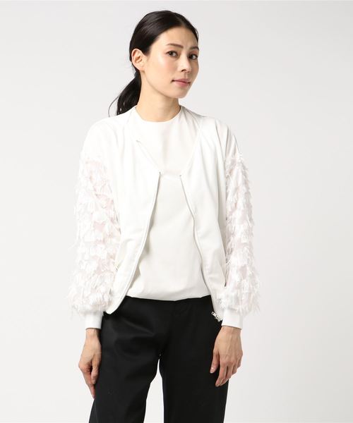 VENCEEXCHANGE(ヴァンスエクスチェンジ)の「袖フリンジカットブルゾン (ブルゾン・レディース・ホワイト/ブラック・M)」の7枚目の写真