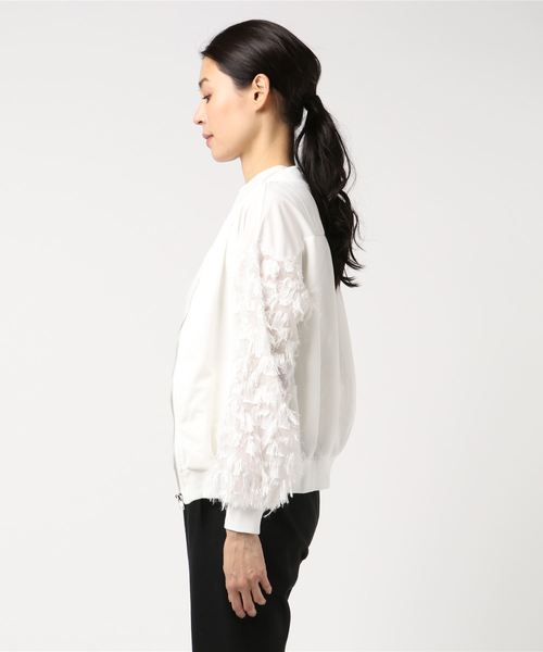 VENCEEXCHANGE(ヴァンスエクスチェンジ)の「袖フリンジカットブルゾン (ブルゾン・レディース・ホワイト/ブラック・M)」の3枚目の写真