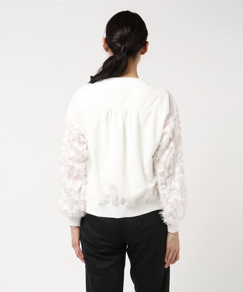 VENCEEXCHANGE(ヴァンスエクスチェンジ)の「袖フリンジカットブルゾン (ブルゾン・レディース・ホワイト/ブラック・M)」の5枚目の写真