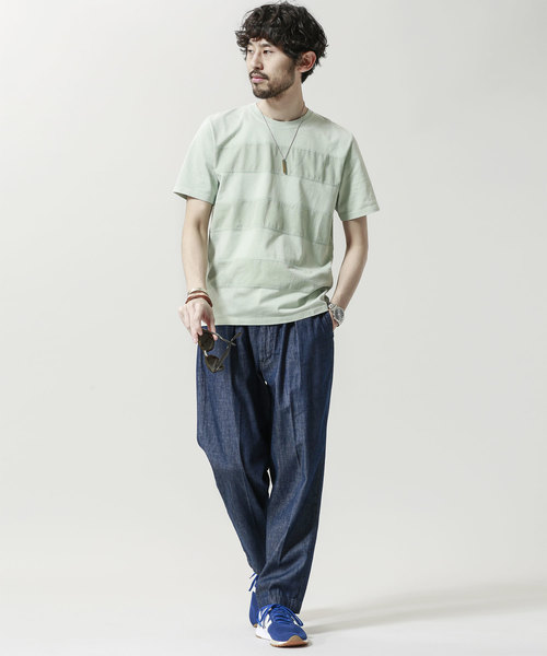 NANO universe（ナノユニバース）の「ピグメント切替えＴシャツ（Tシャツ/カットソー・メンズ・ミント/ライトベージュ・SMALL/MEDIUM/LARGE）」の4枚目の写真