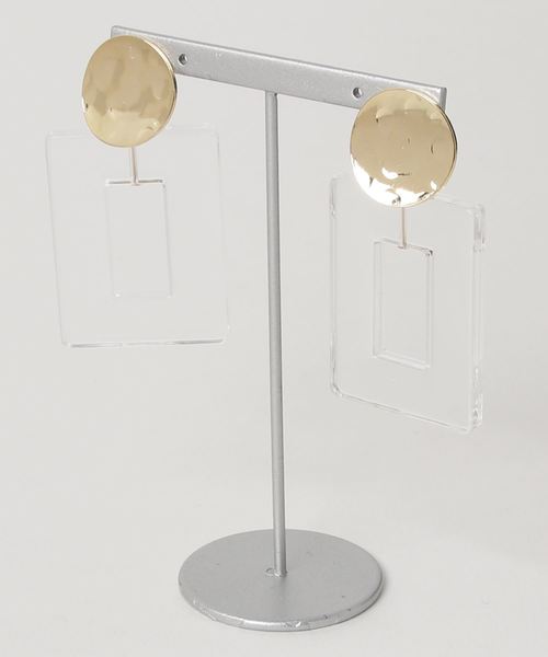 Monocoro toppi（モノコロトッピ）の「スクエアビッグピアス（ピアス（両耳用）・レディース・ブラウン/グリーン/ピンク/クリア・フリー）」の7枚目の写真