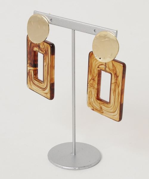 Monocoro toppi（モノコロトッピ）の「スクエアビッグピアス（ピアス（両耳用）・レディース・ブラウン/グリーン/ピンク/クリア・フリー）」の2枚目の写真