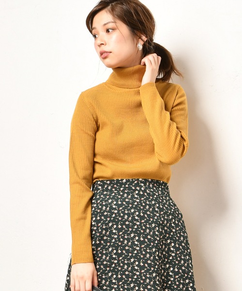 natural couture（ナチュラルクチュール）の「PPリブタートル（ニット/セーター・レディース・グリーン/マスタード/オフホワイト/グレー/パープル/ブラック・FREE）」の6枚目の写真