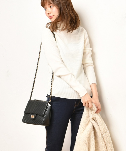 natural couture（ナチュラルクチュール）の「PPリブタートル（ニット/セーター・レディース・グリーン/マスタード/オフホワイト/グレー/パープル/ブラック・FREE）」の10枚目の写真