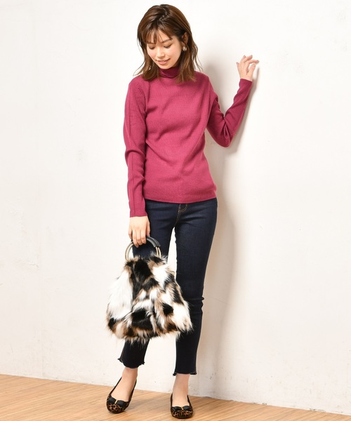 natural couture（ナチュラルクチュール）の「PPリブタートル（ニット/セーター・レディース・グリーン/マスタード/オフホワイト/グレー/パープル/ブラック・FREE）」の16枚目の写真