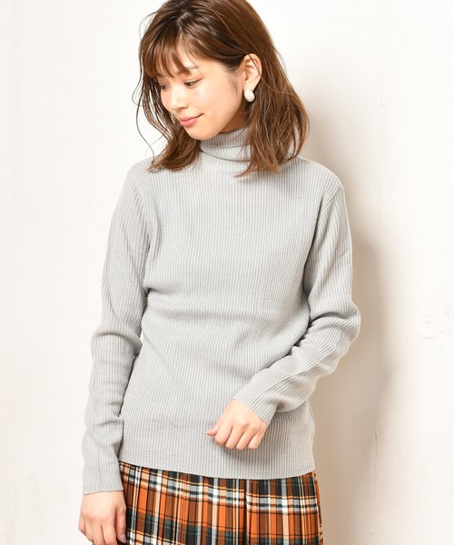 natural couture（ナチュラルクチュール）の「PPリブタートル（ニット/セーター・レディース・グリーン/マスタード/オフホワイト/グレー/パープル/ブラック・FREE）」の20枚目の写真