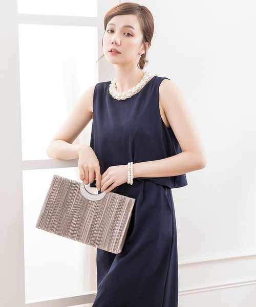 DRESS STAR(ドレス スター)の「ビジューラディアルサテンプリーツパーティークラッチバッグ(クラッチバッグ・レディース・ブラック/ダークブラウン/シャンパン/シルバー・フリー)」の9枚目の写真